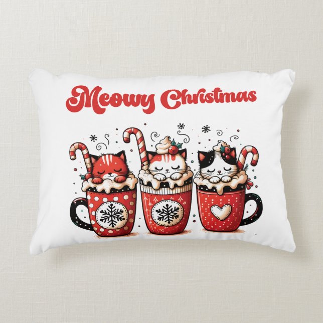 Meowy Christmas Accent Pillow (Front)