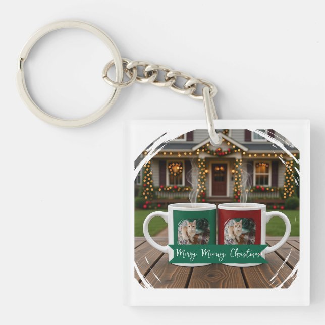 Meowy Christmas Acrylic Keychain (Front)