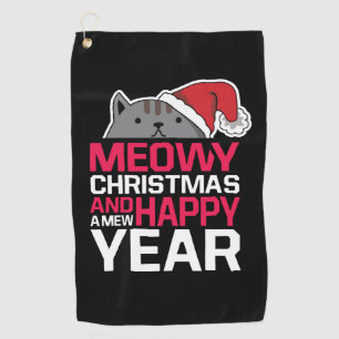 Meowy Christmas and Happy New Year Golf Towel