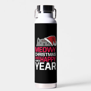 Meowy Christmas and Happy New Year Water Bottle