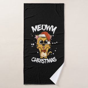 meowy christmas bath towel