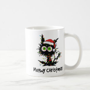 Meowy Christmas Black Cat Light Christmas Pyjamas Coffee Mug