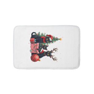 Meowy Christmas Black Cats Play Christmas Tree Lig Bath Mat
