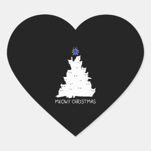 meowy christmas black shirt tree yellow star cat heart sticker