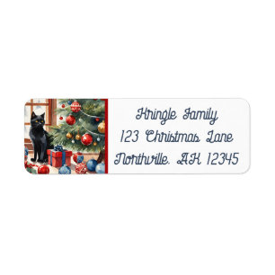 Meowy Christmas Bombay Cat Return Address 