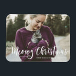 Meowy Christmas Calligraphy Modern Photo Cat Magnet<br><div class="desc">Spread festive cheer with our delightful customizable photo Christmas magnet, featuring the playful phrase "Meowy Christmas"! This charming magnet is perfect for cat lovers and adds a whimsical touch to your holiday decor while showcasing your favourite festive photo. Our user-friendly online tool allows you to design your magnet in just...</div>