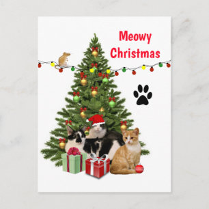 Meowy Christmas Cat / Cat Lover  Collage Designed Postcard