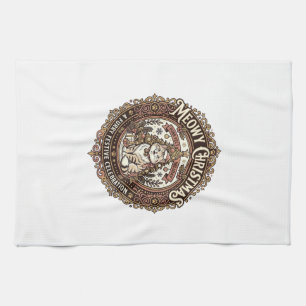 Meowy Christmas Cat Christmas Vintage Vector Art S Kitchen Towel