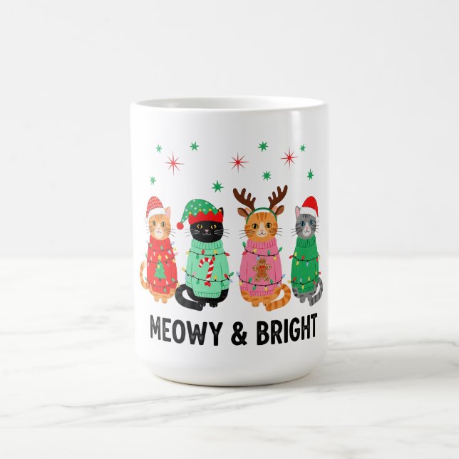 Meowy Christmas Cat Coffee Mug (Center)