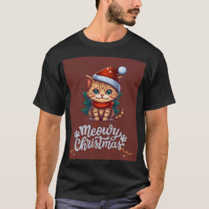 Meowy Christmas Cat - Cute Festive Holiday Design T-Shirt