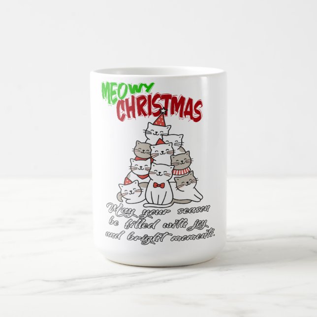 Meowy Christmas Cat – Cute Holiday Cat Lovers Mug (Centre)