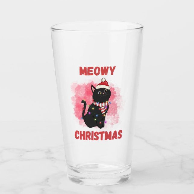 Meowy Christmas Cat Glass (Front)