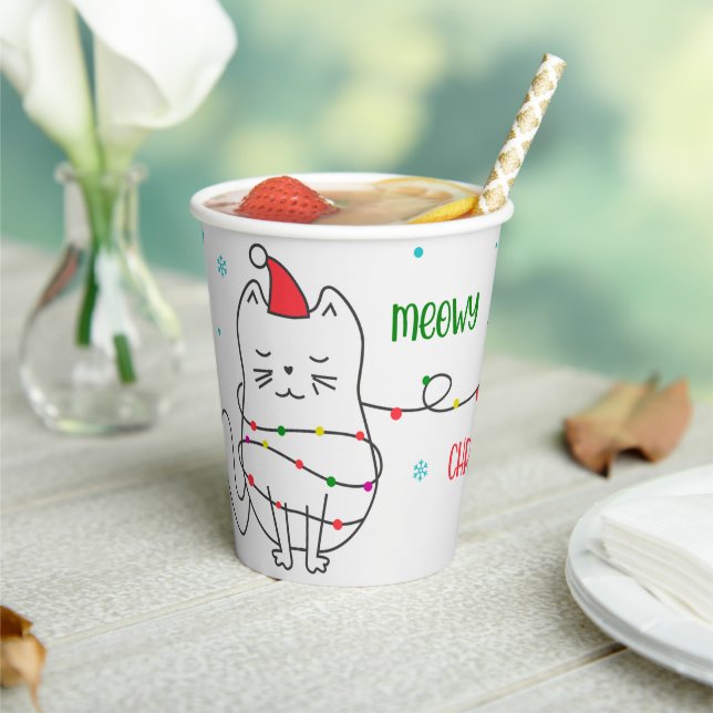 Meowy Christmas Cat Holiday  Paper Cups (Insitu)