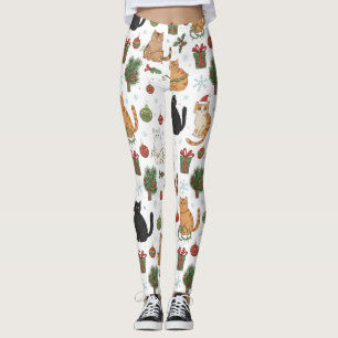 Meowy Christmas Cat Leggings - Gift For Cat Mom
