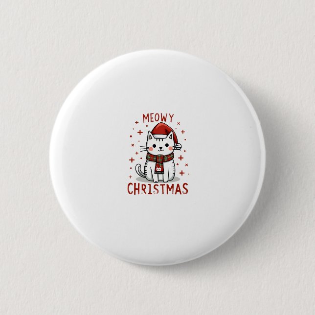 Meowy Christmas Cat Lover Funny Festive Holidays C 2 Inch Round Button (Front)