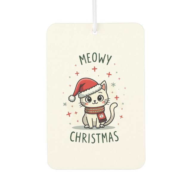 Meowy Christmas Cat Lover Funny Festive Holidays C Air Freshener (Front)
