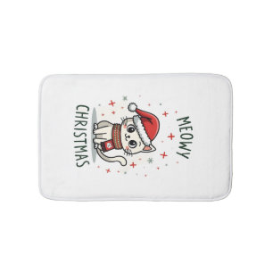 Meowy Christmas Cat Lover Funny Festive Holidays C Bath Mat