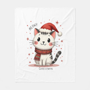 Meowy Christmas Cat Lover Funny Festive Holidays C Fleece Blanket
