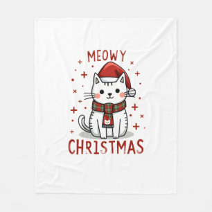 Meowy Christmas Cat Lover Funny Festive Holidays C Fleece Blanket