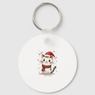 Meowy Christmas Cat Lover Funny Festive Holidays C Keychain