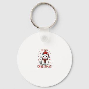 Meowy Christmas Cat Lover Funny Festive Holidays C Keychain