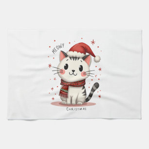 Meowy Christmas Cat Lover Funny Festive Holidays C Kitchen Towel