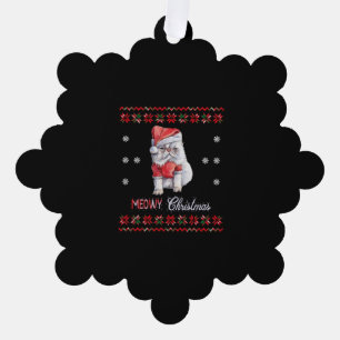 Meowy Christmas, Cat Lover Merry Christmas catmas Ornament Card