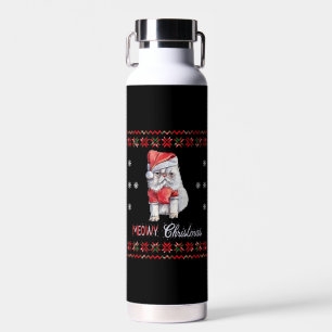 Meowy Christmas, Cat Lover Merry Christmas catmas Water Bottle