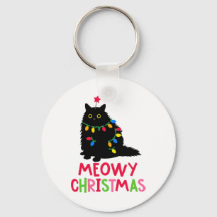 Meowy Christmas Cat Merry Catmas Funny Cats Family Keychain