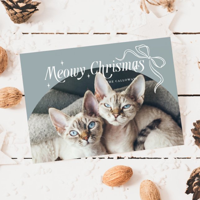 Meowy Christmas Cat Photo Stone Holiday Card (Creator Uploaded)