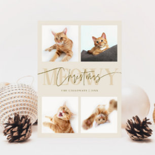 Meowy Christmas Cat Photos Cream Christmas Holiday Card