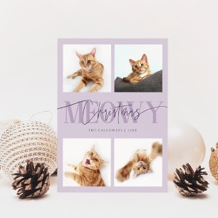 Meowy Christmas Cat Photos Purple Christmas Holiday Card