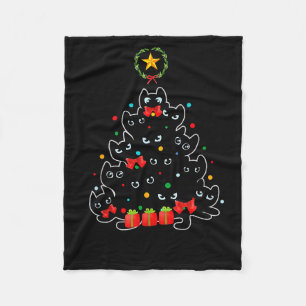 Meowy Christmas Cat Tree Kitty For Cat Lover  Fleece Blanket