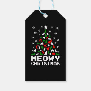 Meowy Christmas Cat Tree Ugly Gift Tags
