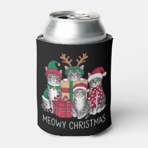 Meowy Christmas Cat Xmas Funny Cats Lover Can Cooler