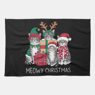 Meowy Christmas Cat Xmas Funny Cats Lover  Kitchen Towel