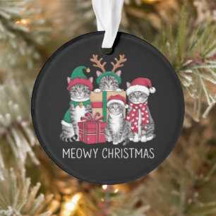 Meowy Christmas Cat Xmas Funny Cats Lover  Ornament
