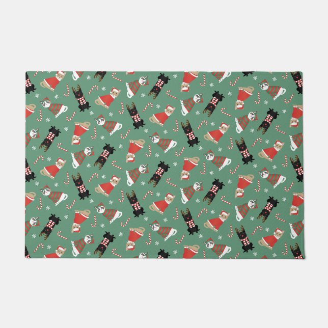 Meowy Christmas Cats Doormat (Front)