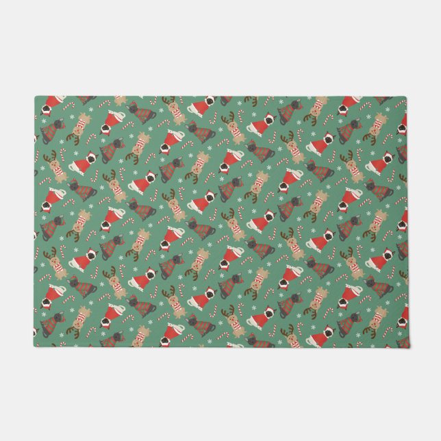 Meowy Christmas Cats Doormat (Front)