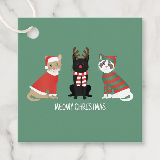 Meowy Christmas Cats Favour Tags (Front)