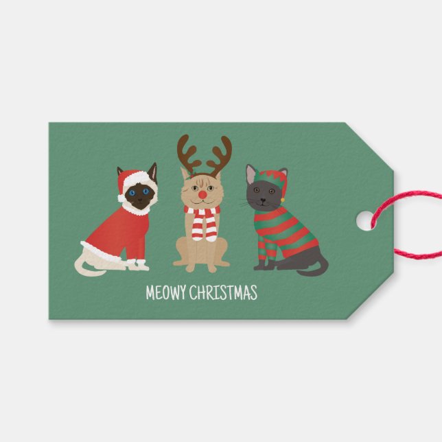Meowy Christmas Cats Gift Tags (Front (Horizontal))