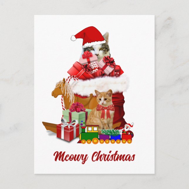 Meowy Christmas Cats Holiday  Postcard (Front)