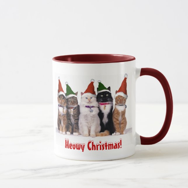 "Meowy Christmas!" Cats In Hats Mug (Right)