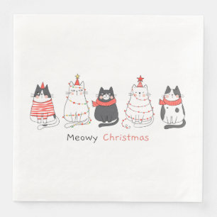 Meowy Christmas Cats Napkin