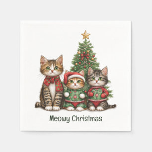 Meowy Christmas Cats Napkin