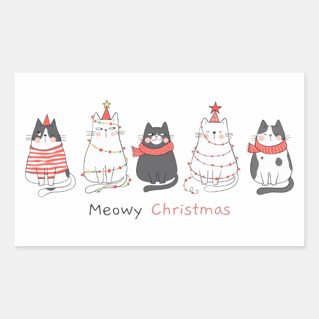Meowy Christmas Cats Sticker (Front)