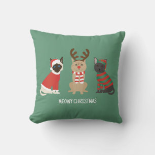 Meowy Christmas Cats Throw Pillow