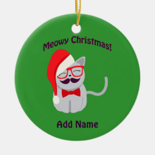 Meowy Christmas! Ceramic Ornament