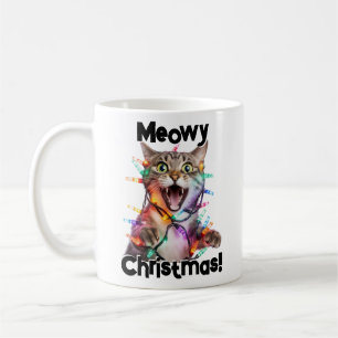 Meowy Christmas Chat Mug Drôle cadeau