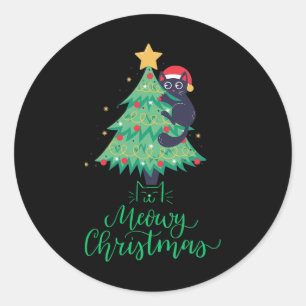 Meowy Christmas Classic Round Sticker